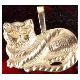 14K YELLOW GOLD LADIES PENDANT SUPER CUTE CAT