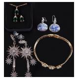 LADIES JEWELRY LOT W/TOPAZ STONES ON BRACELET (5)