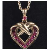 0.36CTW RUBY HEART LADIES PENDANT NECKLACE