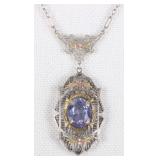 ANTIQUE 0.925 SILVER FILIGREE LADIES NECKLACE