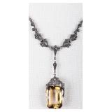 ~14.2CT CITRINE STERLING SILVER LADIES NECKLACE