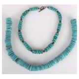 CARVED DISK BEADED TURQUOISE LADIES NECKLACES