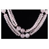 ROSE QUARTZ ALTERNATING BEAD LADIES NECKLACE