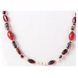 RED ITALIAN MURANO GLASS LADIES BEADED NECKLACE