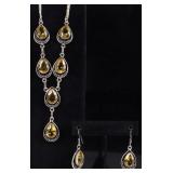 STERLING SILVER YELLOW GEM LADIES JEWELRY SET