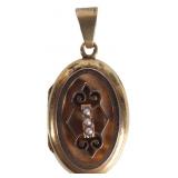 ANTIQUE VICTORIAN 14K MEMORIAM LOCKET W/SEED PEARL