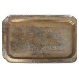 BRASS TABLE-TOP ETCHED TRAY MADE IN HONG KONG