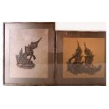 ORIGINAL HINDU DEITY CHARCOAL ON CLOTH ARTWORKS