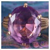 14K YELLOW GOLD MENS RING W/ ~13.5CT AMETHYST