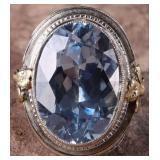 14.6CT TOPAZ FILIGREE 10K WHITE GOLD LADIES RING