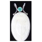 SAJEN STERLING SILVER CARVED BONE PENDANT