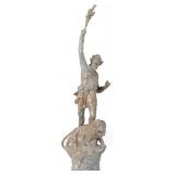 LE POUVOIR ANTIQUE 1900 SPELTER METAL SCULPTURE