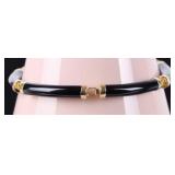 14K YELLOW GOLD LADIES BRACELET W/ ONYX STONES
