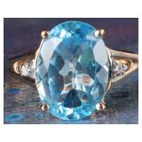 14K YELLOW GOLD LADIES RING W/ DIAMOND & TOPAZ