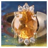 14K YELLOW GOLD LADIES RING W/ DIAMOND & CITRINE