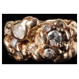 14K YELLOW GOLD NATURAL DIAMOND NUGGET MEN'S RING