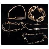 GOLD-FILLED VINTAGE LADIES ASSORTED BRACELETS  (5)
