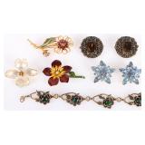 ANTIQUE FASHION FLORAL BROOCH EARRINGS BRACELET