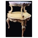 PINK MARBLE TABLE BAROQUE ROCOCO REVIVAL TWO TIER