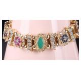 14K YELLOW GOLD MULTI GEMSTONE LADIES BRACELET