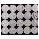 90% SILVER WASHINGTON QUARTERS ROLL OF 20