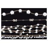 LADIES GOLD-TONED FAUX-PEARL NECKLACES (4)