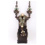 ANTIQUE RHINESTONE METAL FASHION NECKLACE