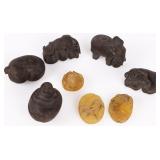 CARVED JADE & WOOD ANIMAL ORNAMENTS