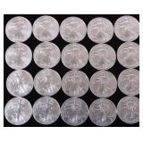 FINE SILVER ROLL OF 20 AMERICAN EAGLES U.S. TREAS
