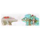 CORAL, TURQUOISE & STONE ZUNI FETISH BEARS