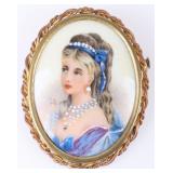 ANTIQUE LIMOGES FRANCE HAND-PAINTED BROOCH