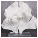 WHITE FLOWER PETAL CORAL STATUE W/ ACRYLIC BASE