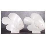HAND CARVED MARBLE DISCUS FISH SCULPTURE SET