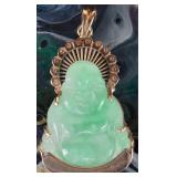 18K YELLOW GOLD VINH THANH JADE BUDDHA PENDANT