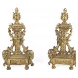 ANTIQUE FRENCH NEOCLASSICAL BRASS ANDIRONS