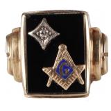 10K YELLOW GOLD GRANDMASTER MASON MENS RING