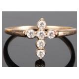 10K YELLOW GOLD CUBIC ZIRCONIUM CROSS LADIES RING
