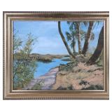 DOT LUCAS OIL ON CANVAS DEPICTING MARSHLAND FRAMED