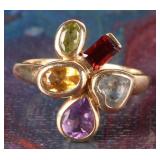 14K YELLOW GOLD ASSORTED GEM LADIES RING