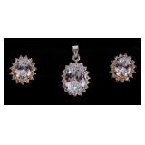 STERLING SILVER CZ LADIES EARRING & PENDANT SET
