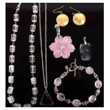 STERLING SILVER LADIES JEWELRY LOT LAV JADE (6)