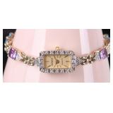 GENEVE QUARTZ 14K YELLOW GOLD LADIES WATCH W TOPAZ