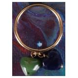 14K YELLOW GOLD LADIES RING W/ BLUE & GREEN JADE