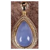 14K YELLOW GOLD LAVENDER JADE LADIES PENDANT