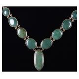 10K YELLOW GOLD LADIES NECKLACE W/ LARGE JADES