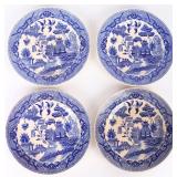 VINTAGE BLUE WILLOW PATTERN 6' SAUCERS SET OF 4