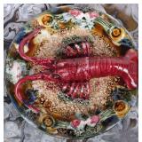 JAY WILLFRED PALISSY-SYLE MAJOLICA LOBSTER PLATE