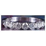 18K WHITE GOLD LADIES RING W/ 7 0.1CT DIAMONDS