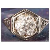 VINTAGE ART DECO HEXAGONAL DIAMOND CLUSTER RING