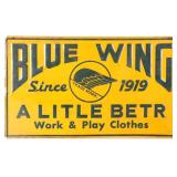 VINTAGE BLUE WING WORK & PLAY CLOTHES TIN SIGN